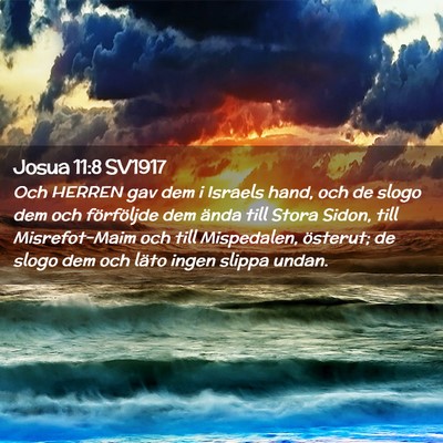 Picture 02 - Josua 11:8 SV1917 - Och HERREN gav dem i Israels hand, och de slogo - Bible Verse Picture