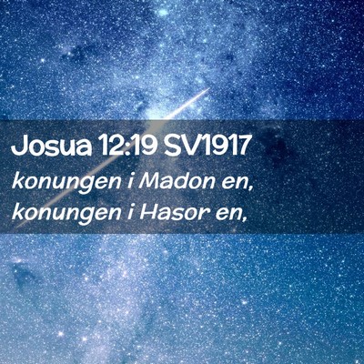 Picture 02 - Josua 12:19 SV1917 - konungen i Madon en, konungen i Hasor - Bible Verse Picture