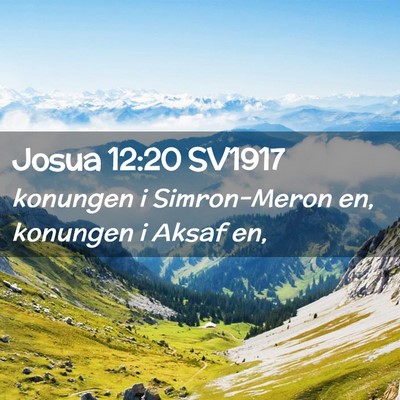 Picture 02 - Josua 12:20 SV1917 - konungen i Simron-Meron en, konungen i Aksaf - Bible Verse Picture