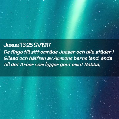 Picture 02 - Josua 13:25 SV1917 - De fingo till sitt område Jaeser och alla - Bible Verse Picture