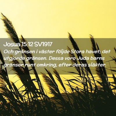 Picture 02 - Josua 15:12 SV1917 - Och gränsen i väster följde Stora havet; det - Bible Verse Picture