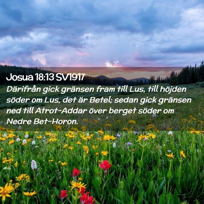 Picture 02 - Josua 18:13 SV1917 - Därifrån gick gränsen fram till Lus, till - Bible Verse Picture