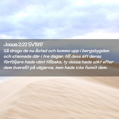 Picture 02 - Josua 2:22 SV1917 - Så drogo de nu åstad och kommo upp i - Bible Verse Picture