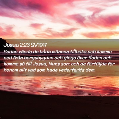 Picture 02 - Josua 2:23 SV1917 - Sedan vände de båda männen tillbaka och kommo - Bible Verse Picture