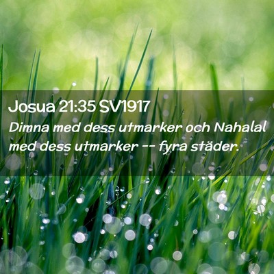 Picture 02 - Josua 21:35 SV1917 - Dimna med dess utmarker och Nahalal med dess - Bible Verse Picture