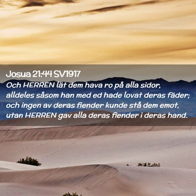 Picture 02 - Josua 21:44 SV1917 - Och HERREN lät dem hava ro på alla sidor, - Bible Verse Picture