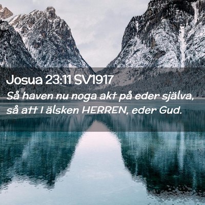 Picture 02 - Josua 23:11 SV1917 - Så haven nu noga akt på eder själva, så att I - Bible Verse Picture