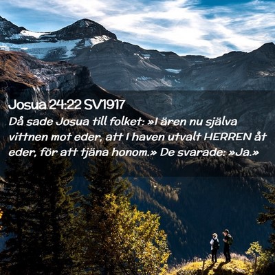 Picture 02 - Josua 24:22 SV1917 - Då sade Josua till folket: »I ären nu själva - Bible Verse Picture