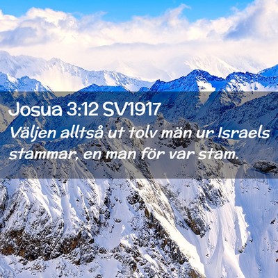 Picture 02 - Josua 3:12 SV1917 - Väljen alltså ut tolv män ur Israels stammar, - Bible Verse Picture