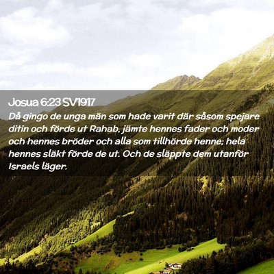 Picture 02 - Josua 6:23 SV1917 - Då gingo de unga män som hade varit där såsom - Bible Verse Picture
