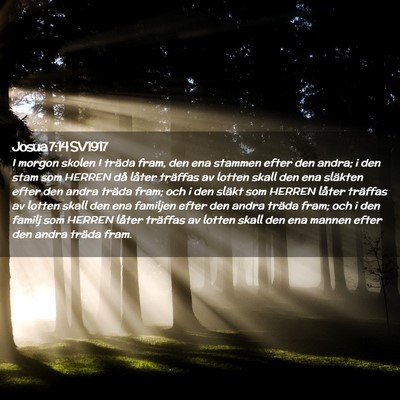 Picture 02 - Josua 7:14 SV1917 - I morgon skolen I träda fram, den ena stammen - Bible Verse Picture