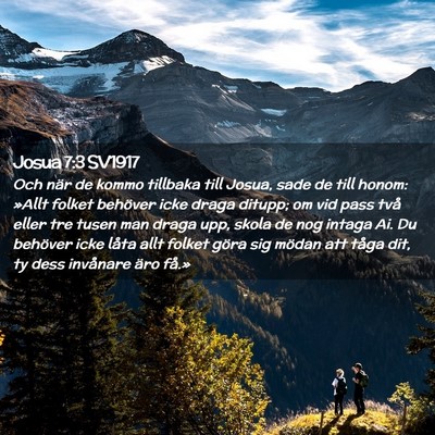 Picture 02 - Josua 7:3 SV1917 - Och när de kommo tillbaka till Josua, sade de - Bible Verse Picture
