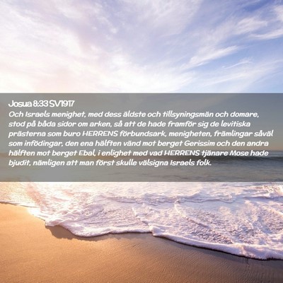 Picture 02 - Josua 8:33 SV1917 - Och Israels menighet, med dess äldste och - Bible Verse Picture