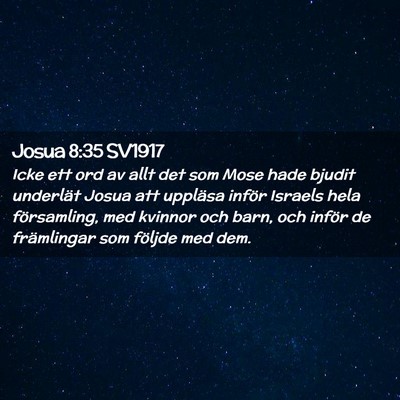 Picture 02 - Josua 8:35 SV1917 - Icke ett ord av allt det som Mose hade bjudit - Bible Verse Picture