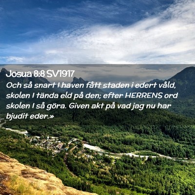 Picture 02 - Josua 8:8 SV1917 - Och så snart I haven fått staden i edert våld, - Bible Verse Picture