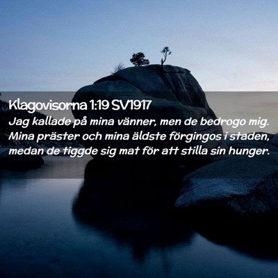 Picture 02 - Klagovisorna 1:19 SV1917 - Jag kallade på mina vänner, men de bedrogo mig. - Bible Verse Picture