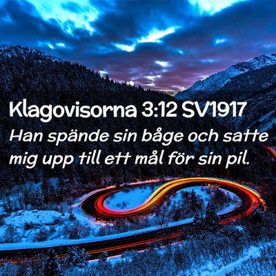 Picture 02 - Klagovisorna 3:12 SV1917 - Han spände sin båge och satte mig upp till ett - Bible Verse Picture