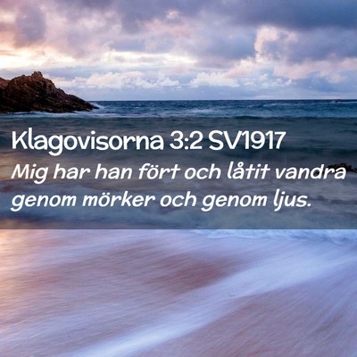 Picture 02 - Klagovisorna 3:2 SV1917 - Mig har han fört och låtit vandra genom mörker - Bible Verse Picture
