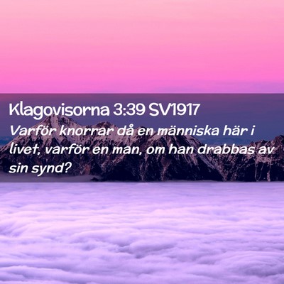 Picture 02 - Klagovisorna 3:39 SV1917 - Varför knorrar då en människa här i livet, - Bible Verse Picture