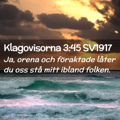 Picture 02 - Klagovisorna 3:45 SV1917 - Ja, orena och föraktade låter du oss stå mitt - Bible Verse Picture