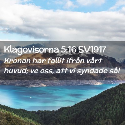Picture 02 - Klagovisorna 5:16 SV1917 - Kronan har fallit ifrån vårt huvud; ve oss, att - Bible Verse Picture