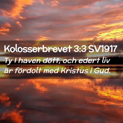 Picture 02 - Kolosserbrevet 3:3 SV1917 - Ty I haven dött, och edert liv är fördolt med - Bible Verse Picture
