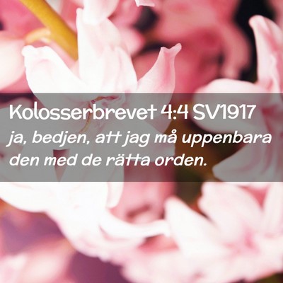 Picture 02 - Kolosserbrevet 4:4 SV1917 - ja, bedjen, att jag må uppenbara den med de - Bible Verse Picture