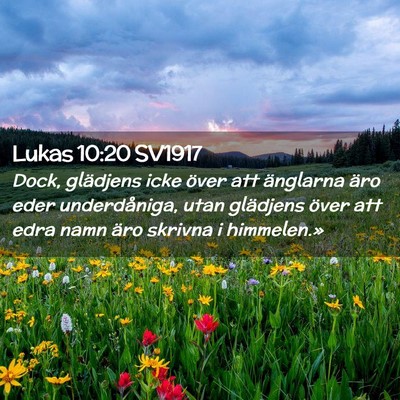 Picture 02 - Lukas 10:20 SV1917 - Dock, glädjens icke över att änglarna äro - Bible Verse Picture