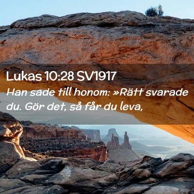 Picture 02 - Lukas 10:28 SV1917 - Han sade till honom: »Rätt svarade du. Gör - Bible Verse Picture