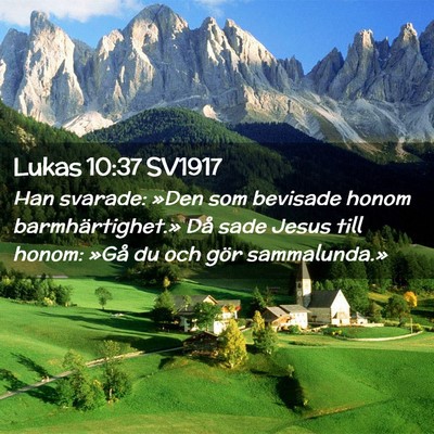 Picture 02 - Lukas 10:37 SV1917 - Han svarade: »Den som bevisade honom - Bible Verse Picture