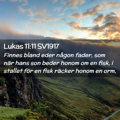 Picture 02 - Lukas 11:11 SV1917 - Finnes bland eder någon fader, som när hans son - Bible Verse Picture