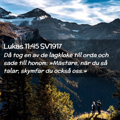Picture 02 - Lukas 11:45 SV1917 - Då tog en av de lagkloke till orda och sade till - Bible Verse Picture