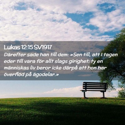 Picture 02 - Lukas 12:15 SV1917 - Därefter sade han till dem: »Sen till, att I - Bible Verse Picture
