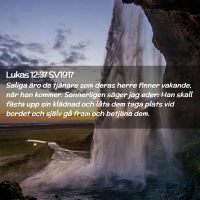 Picture 02 - Lukas 12:37 SV1917 - Saliga äro de tjänare som deras herre finner - Bible Verse Picture