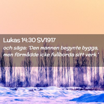 Picture 02 - Lukas 14:30 SV1917 - och säga: 'Den mannen begynte bygga, men - Bible Verse Picture
