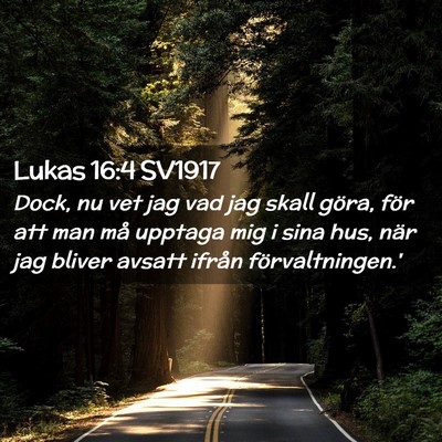 Picture 02 - Lukas 16:4 SV1917 - Dock, nu vet jag vad jag skall göra, för att - Bible Verse Picture