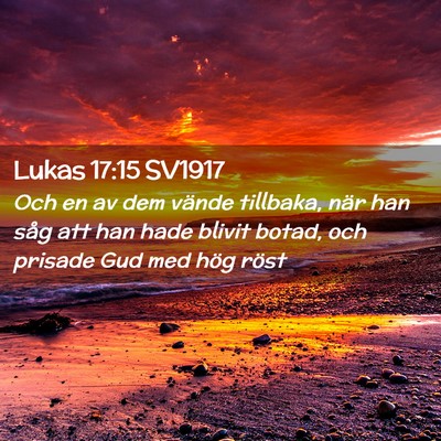 Picture 02 - Lukas 17:15 SV1917 - Och en av dem vände tillbaka, när han såg att - Bible Verse Picture