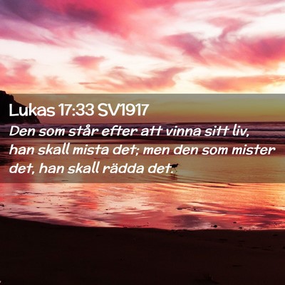 Picture 02 - Lukas 17:33 SV1917 - Den som står efter att vinna sitt liv, han skall - Bible Verse Picture