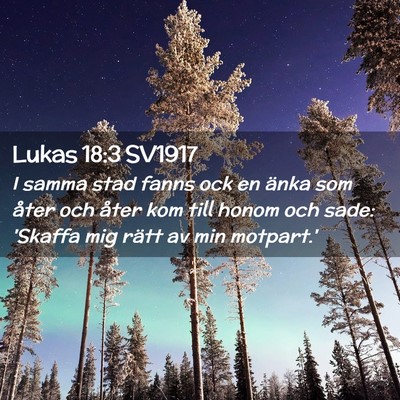 Picture 02 - Lukas 18:3 SV1917 - I samma stad fanns ock en änka som åter och - Bible Verse Picture