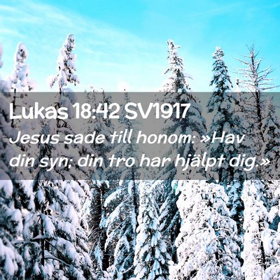 Picture 02 - Lukas 18:42 SV1917 - Jesus sade till honom: »Hav din syn; din tro har - Bible Verse Picture