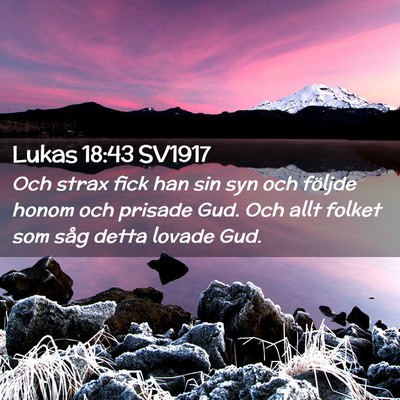 Picture 02 - Lukas 18:43 SV1917 - Och strax fick han sin syn och följde honom och - Bible Verse Picture