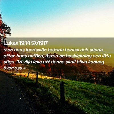Picture 02 - Lukas 19:14 SV1917 - Men hans landsmän hatade honom och sände, efter - Bible Verse Picture