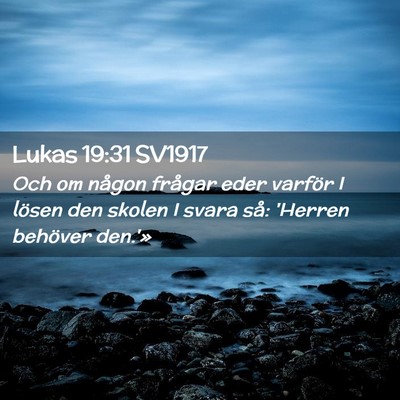 Picture 02 - Lukas 19:31 SV1917 - Och om någon frågar eder varför I lösen den - Bible Verse Picture