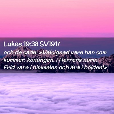 Picture 02 - Lukas 19:38 SV1917 - och de sade: »Välsignad vare han som kommer, - Bible Verse Picture