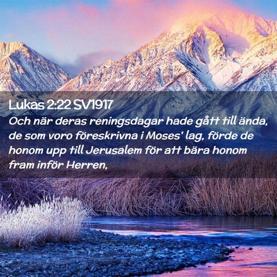 Picture 02 - Lukas 2:22 SV1917 - Och när deras reningsdagar hade gått till - Bible Verse Picture