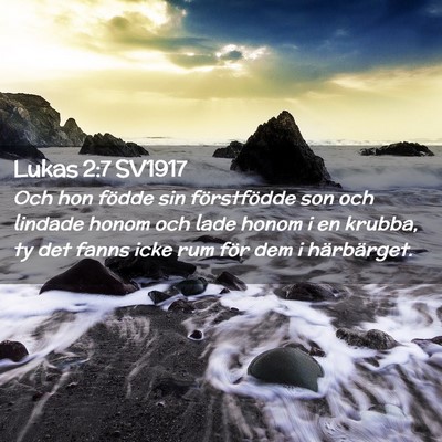 Picture 02 - Lukas 2:7 SV1917 - Och hon födde sin förstfödde son och lindade - Bible Verse Picture