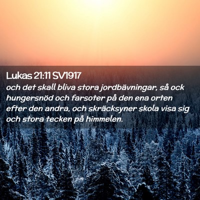 Picture 02 - Lukas 21:11 SV1917 - och det skall bliva stora jordbävningar, så ock - Bible Verse Picture