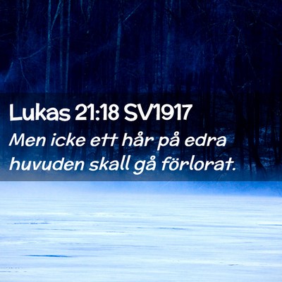 Picture 02 - Lukas 21:18 SV1917 - Men icke ett hår på edra huvuden skall gå - Bible Verse Picture