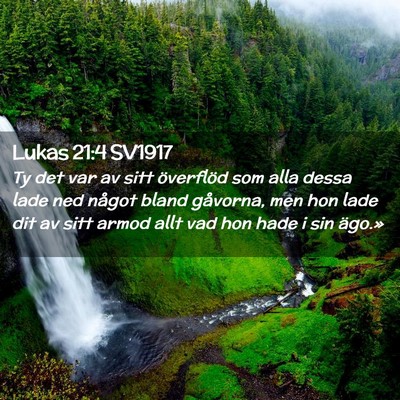 Picture 02 - Lukas 21:4 SV1917 - Ty det var av sitt överflöd som alla dessa lade - Bible Verse Picture