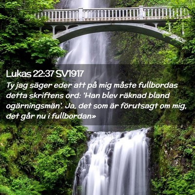 Picture 02 - Lukas 22:37 SV1917 - Ty jag säger eder att på mig måste fullbordas - Bible Verse Picture
